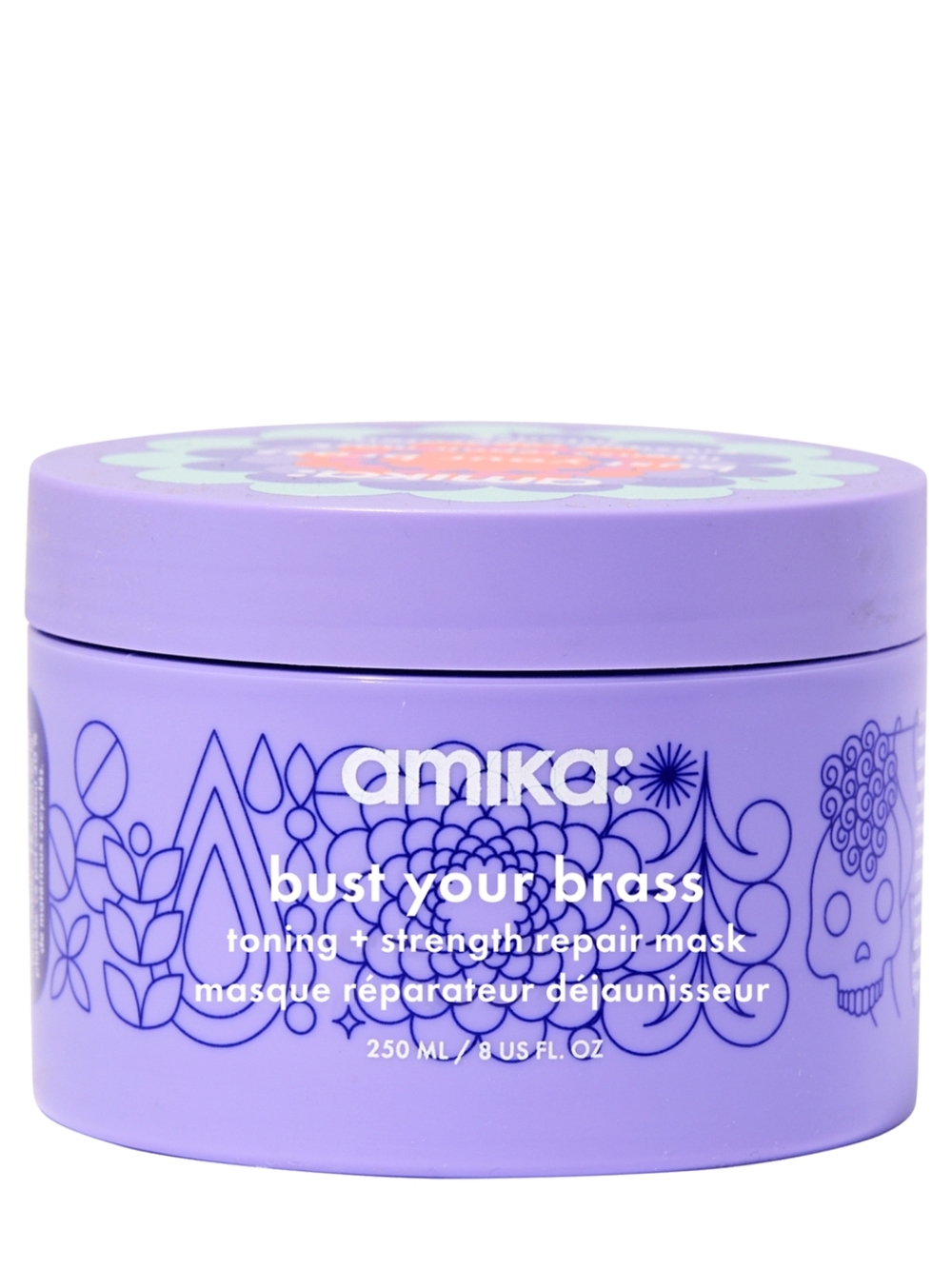 amika Lavender Bust Your Brass Toning + Strength Repair Hair Mask 8oz